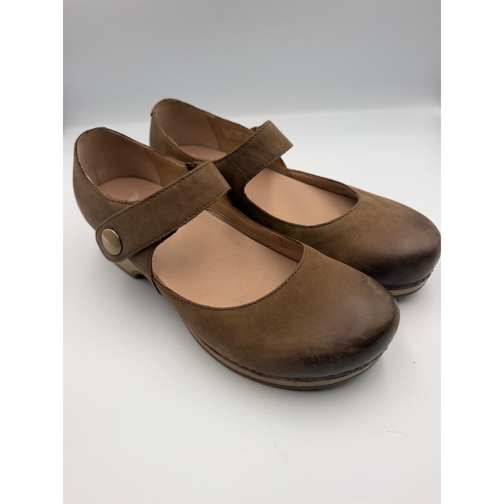 Dansko Fawna Brown Leather Mary Jane Clogs Shoes Size 41 9423871600